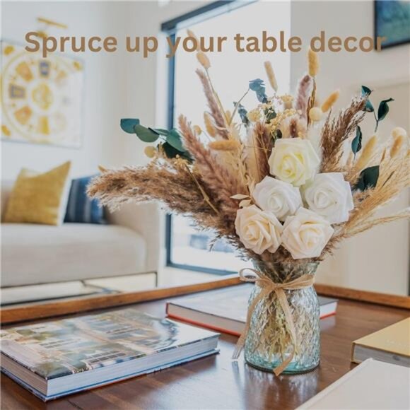 100pcs Artificial Flower Arrangements with Vase, Pampas Grass with Vase Included - Picture 2 of 7